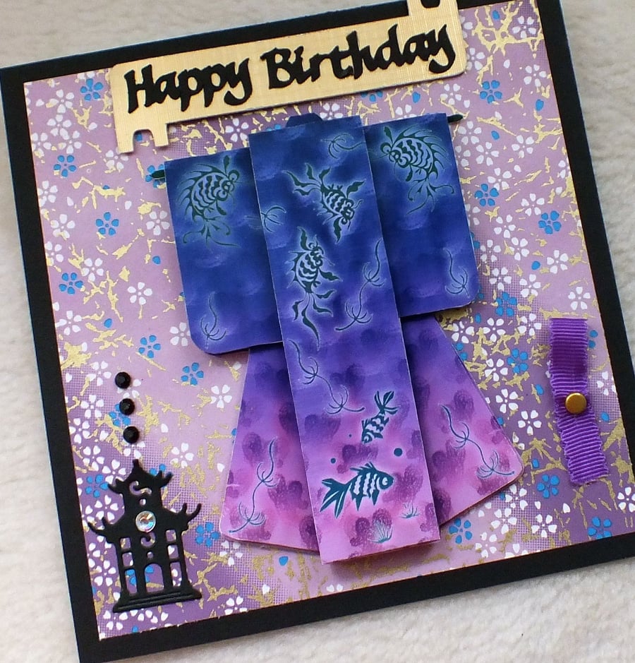 Handmade Oriental Kimono Birthday Card