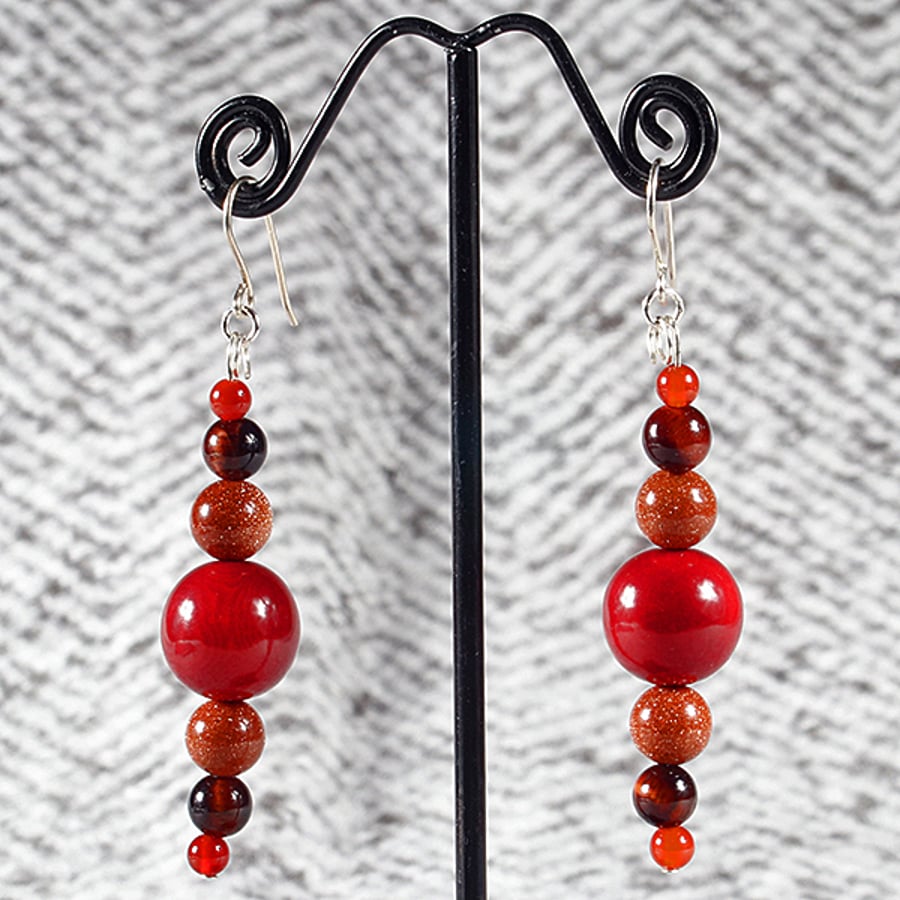 Red Tiger-Gold Earrings.