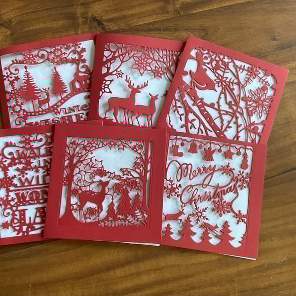 Handmade Christmas Card Set – Mixed designs Die-Cut Pack of 6