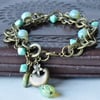 Ladybird Dreams Aqua & Antique Gold Bracelet