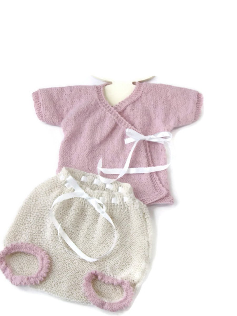 10% OFF Hand knitted alpaca bloomer set for girls