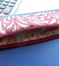 Elasticated pencil case for cover of book diary journal red linen - Image 2