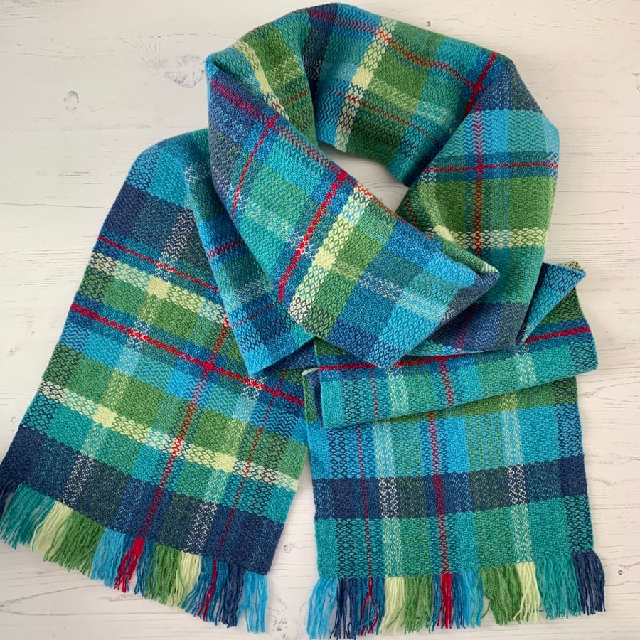 Handwoven Merino Lambswool Scarf - Marine 
