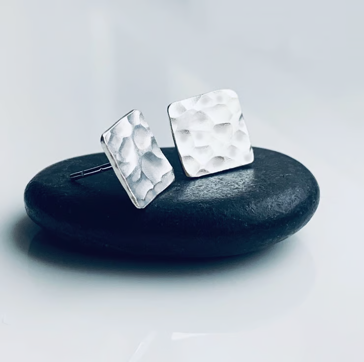 STERLING SILVER square stud earrings Handmade Urban Jewellery