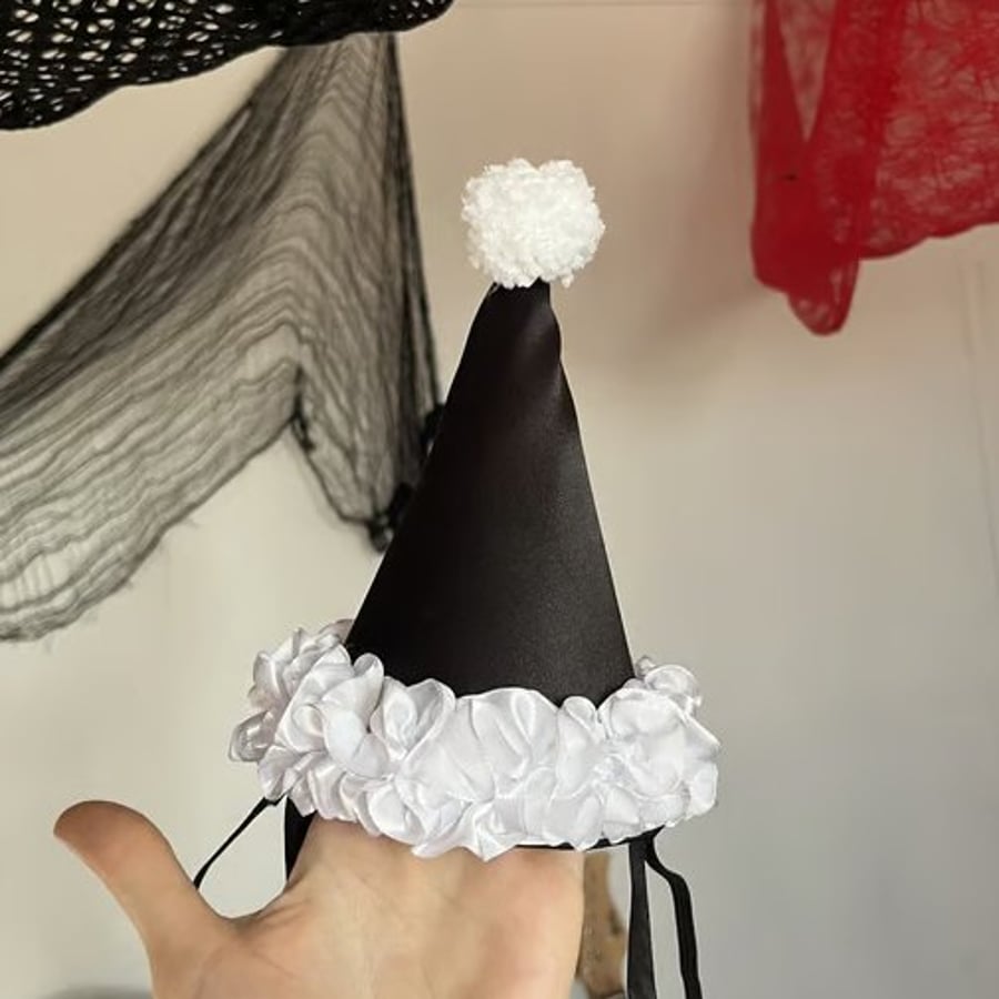 Handmade Black and White Clown Hat