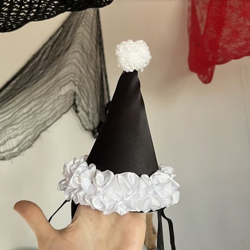 Handmade Black and White Clown Hat