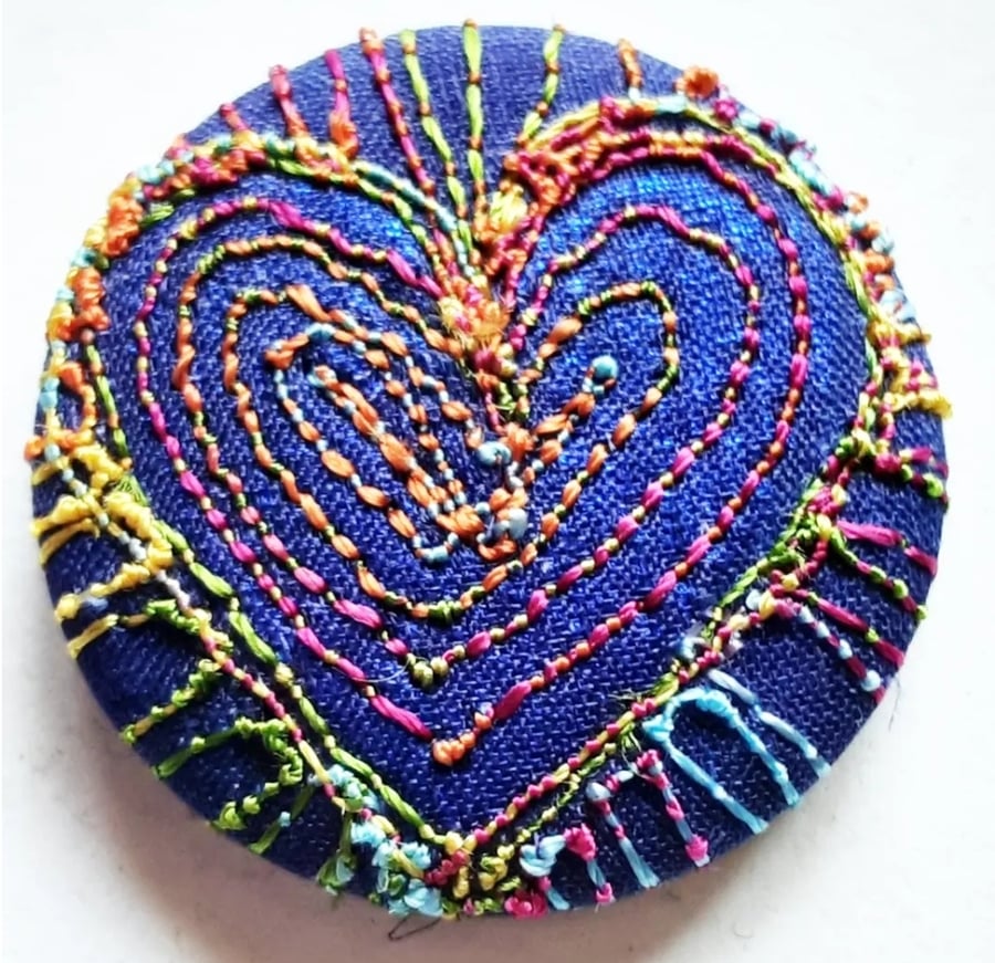 Buttons 1 inch button Hand Dyed Silks and Cottons Free Machine Embroidery Button