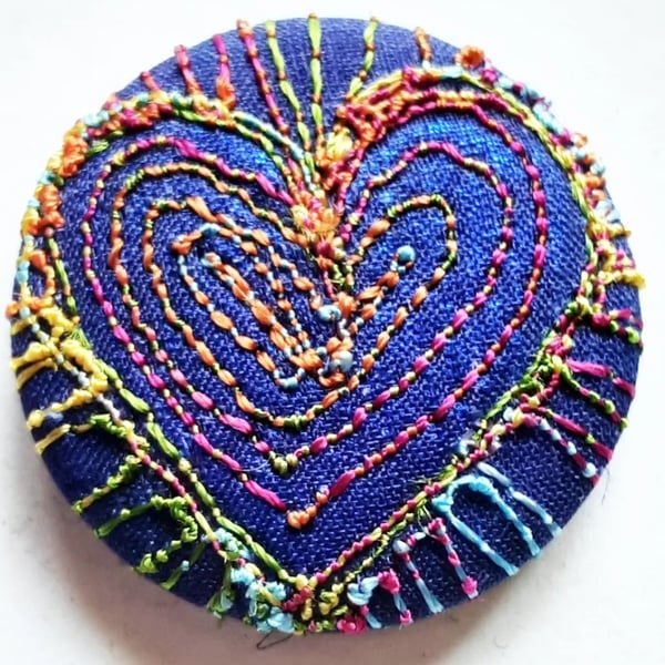 Buttons 1 inch button Hand Dyed Silks and Cottons Free Machine Embroidery Button