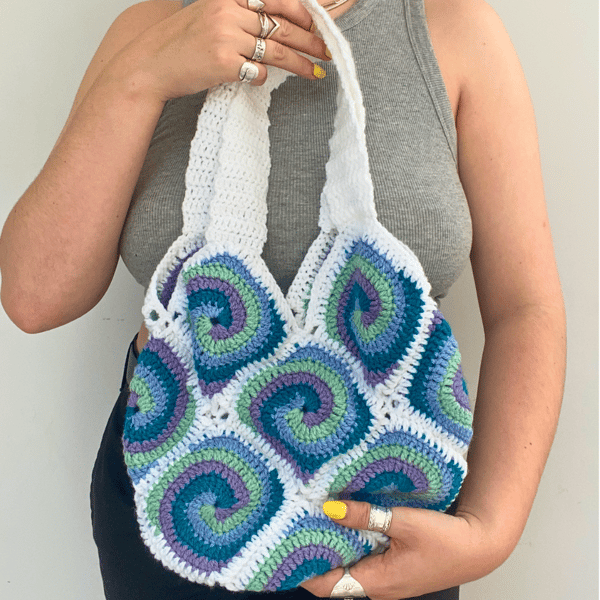 Handmade crochet swirl bag