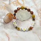 'Veni, Vidi, Vici' stretchy bracelet with garnet, mookaite and red terra jasper 