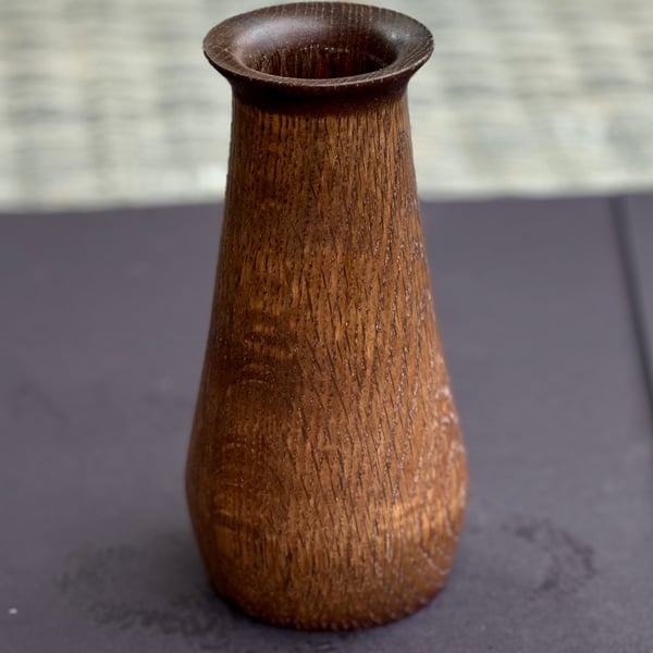 Ebonised oak vase
