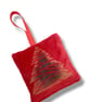 Velvet Lavender Sachet, Hand Printed Lavender Bag, Christmas Tree Ornament 