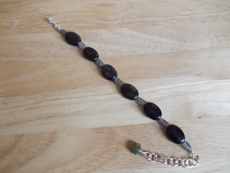 Obsidian and Labradorite bracelet