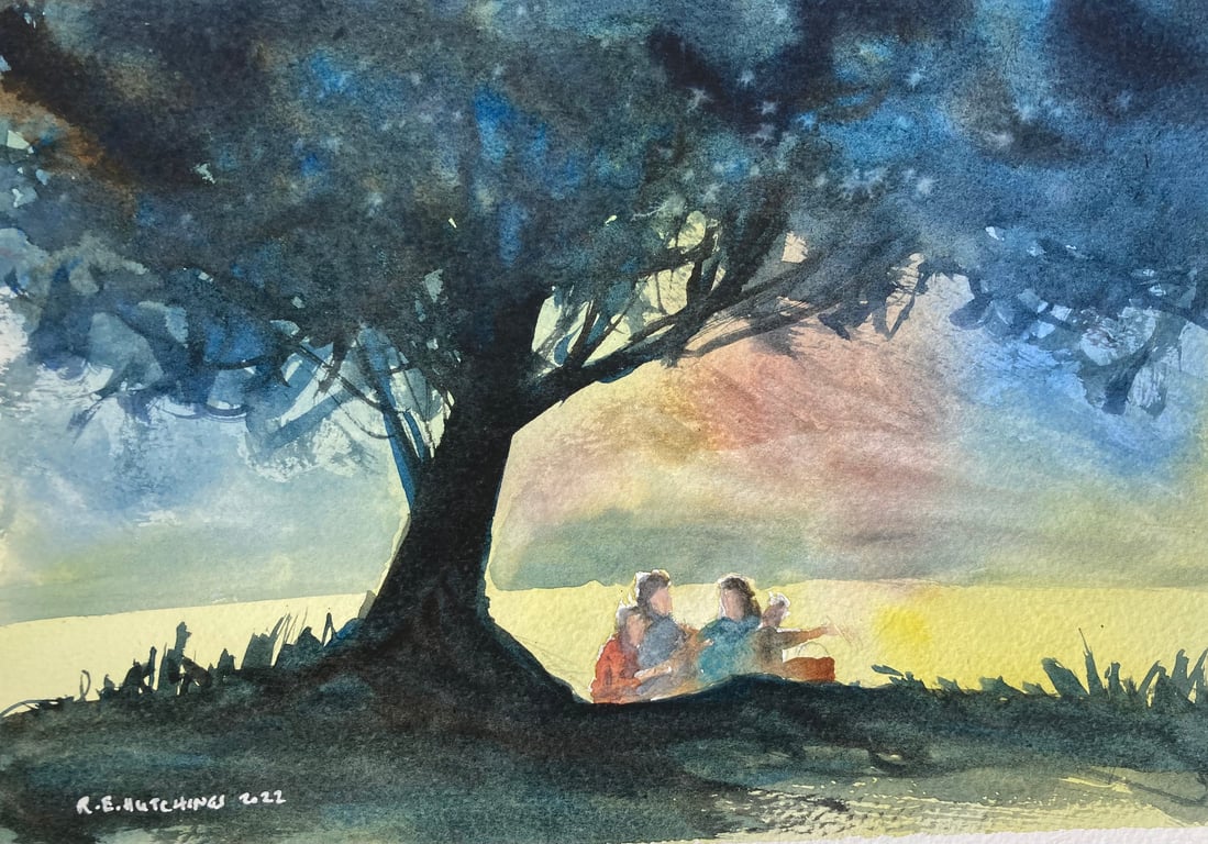 Family picnic 2022 (Pure Original Watercolour landscape painting) 