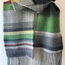Ecclesall Woods Handwoven Herringbone Lambswool Scarf, Green