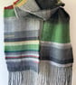 Ecclesall Woods Handwoven Herringbone Lambswool Scarf, Green - Image 1
