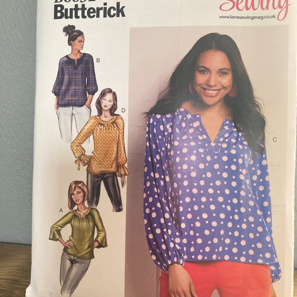 B6632 Butterick Blouse 4 Options Size 6 - 22