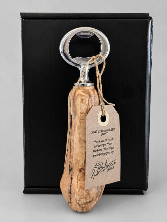 Handcrafted spalted beech bottle opener