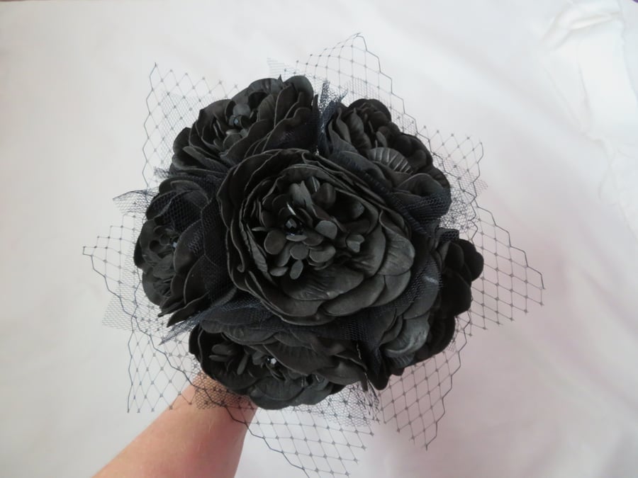 Large Black Peony Flower Gothic Bridal Posy Bouquet 