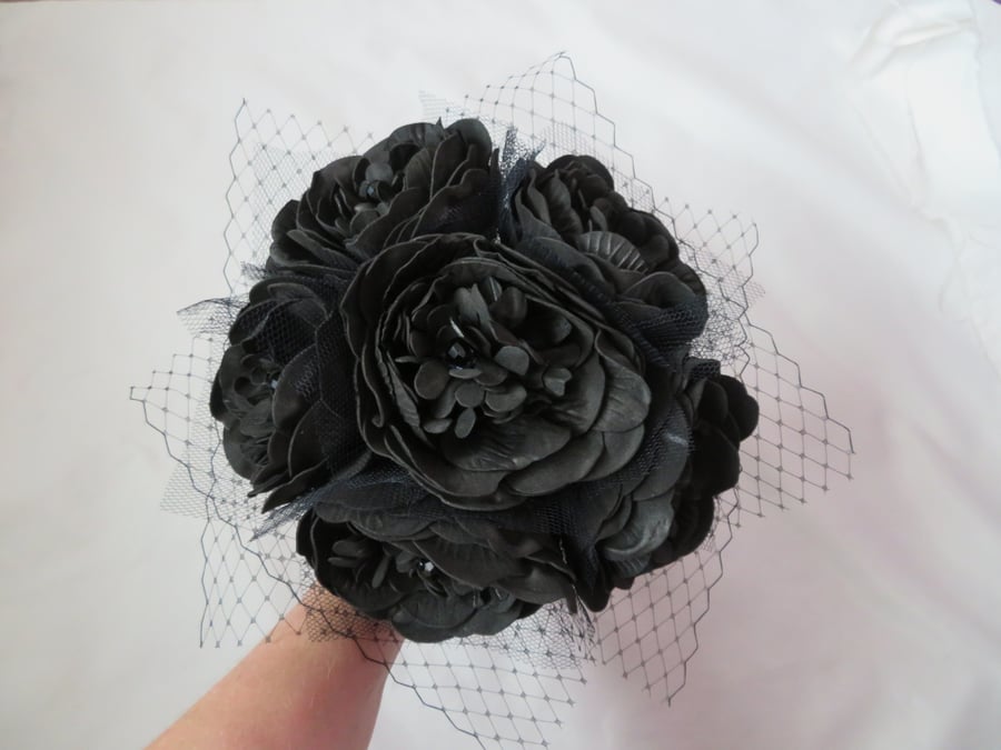 Large Black Peony Flower Gothic Bridal Posy Bouquet