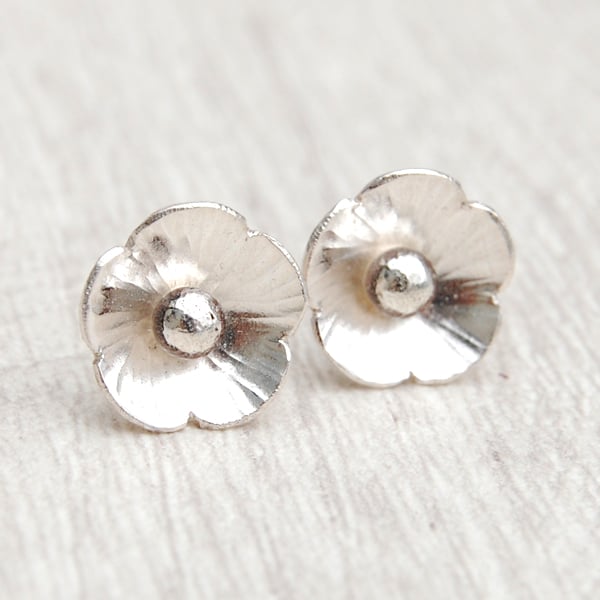Silver flower studs