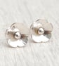 Silver Flower Handmade Stud Earrings - Image 1
