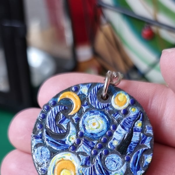 Hand painted wooden keyrings (swirls and sparks)