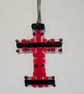 Fused Glass - Medium cross - Red and Black - Image 3