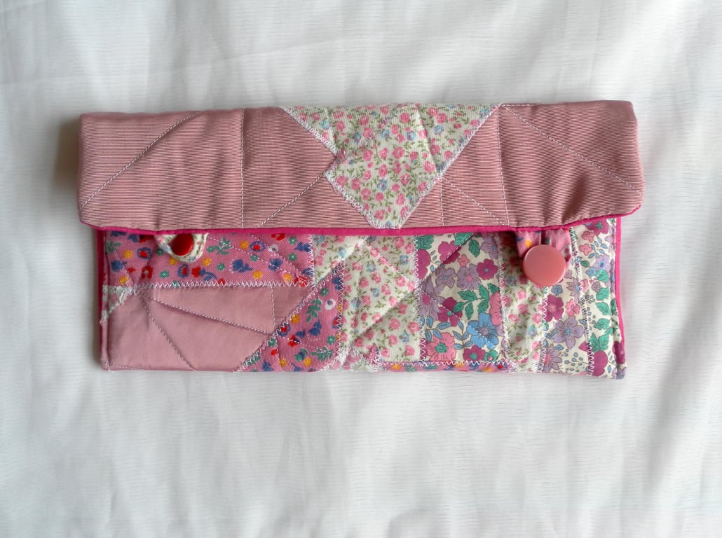 Exclusive and Unique Pink Scrappy Patchwork Clutch, Handbag