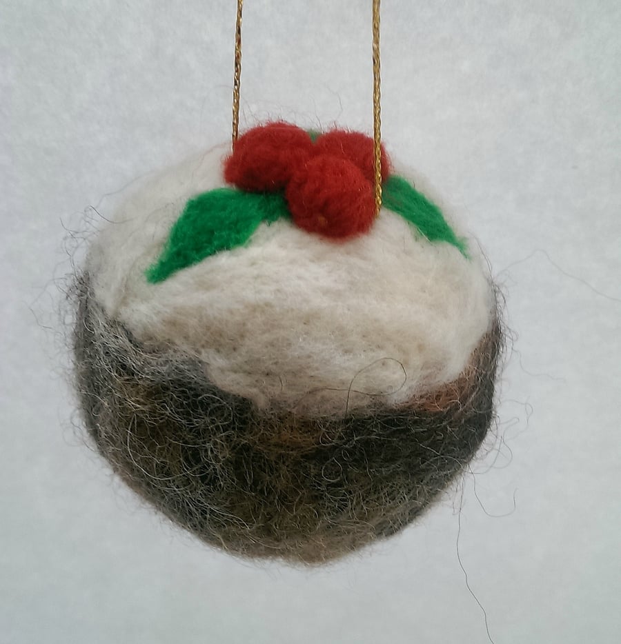 SALE Needle Felted Christmas Pudding Decoration