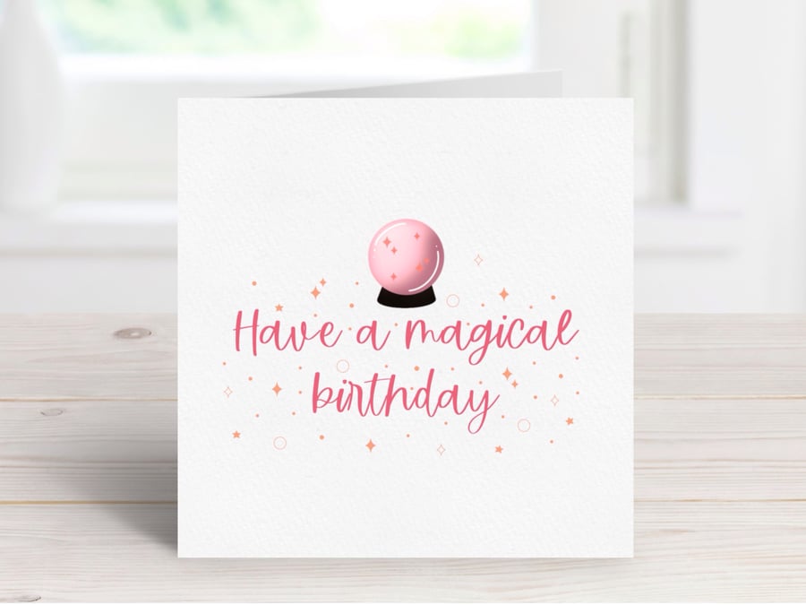 Crystal Ball Birthday Card, Magical Birthday, Witchy Birthday Card