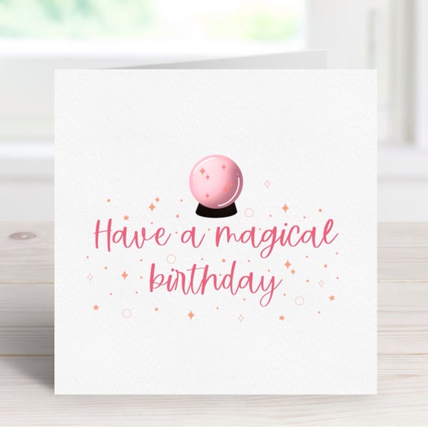 Crystal Ball Birthday Card, Magical Birthday, Witchy Birthday Card