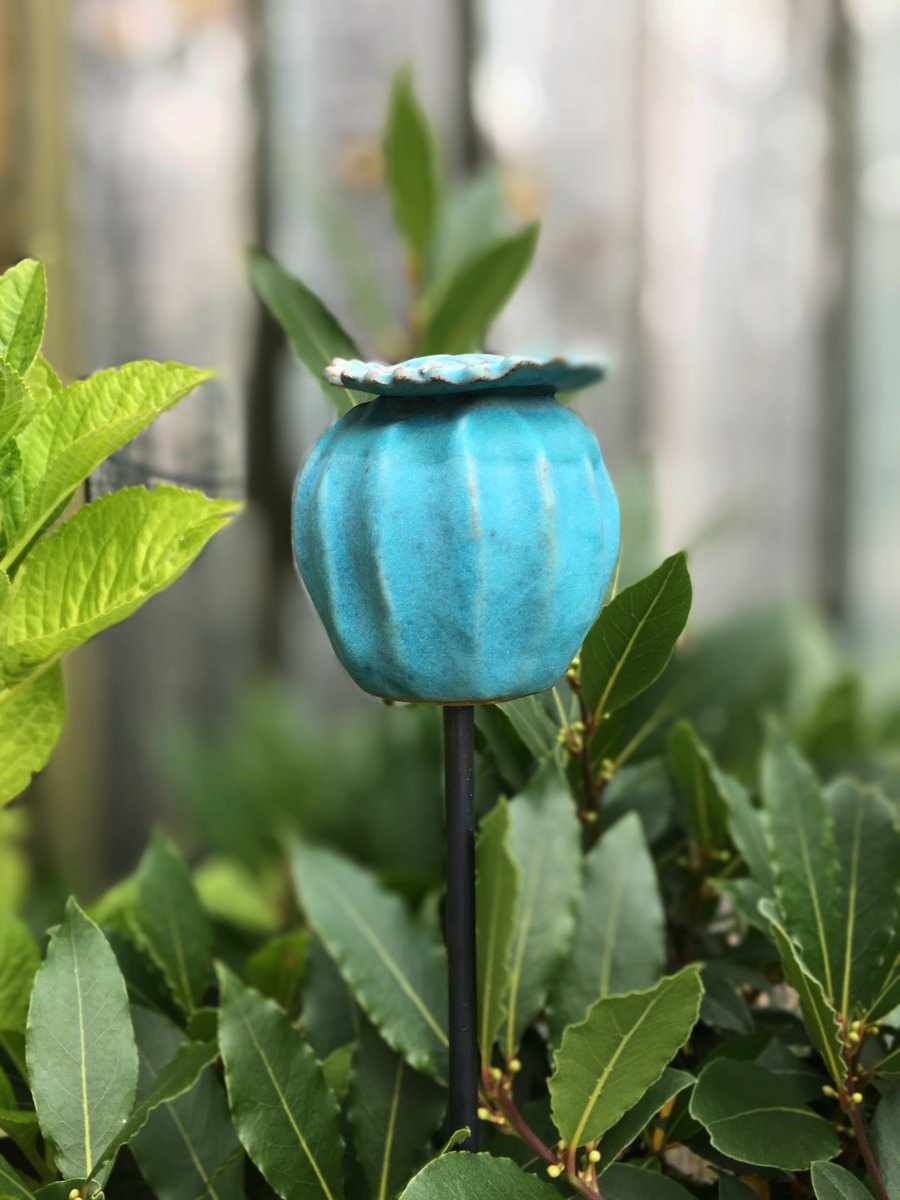 Handmade ceramic garden stake, unique design, garden sculpture, garden ornament