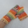 Sale now 4.50  Crochet Fingerless Mitts  100% Acrylic Yellow Orange Green