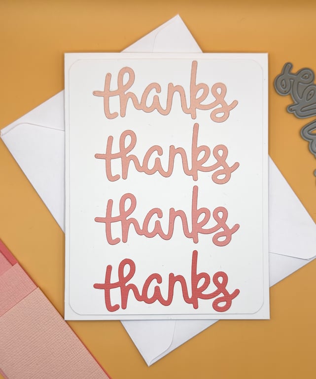 Handmade Thank You Card, Gradient “thanks” Design, Modern and Minimal, A2, UK