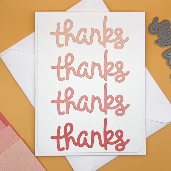 Handmade Thank You Card, Gradient “thanks” Design, Modern and Minimal, A2, UK