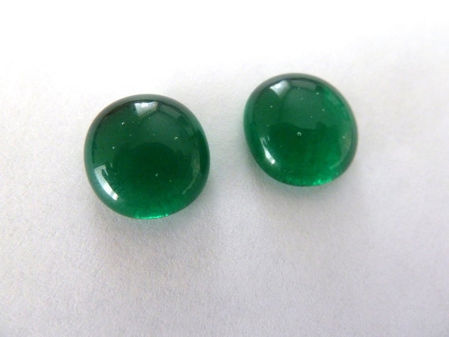 green fused glass cabochons