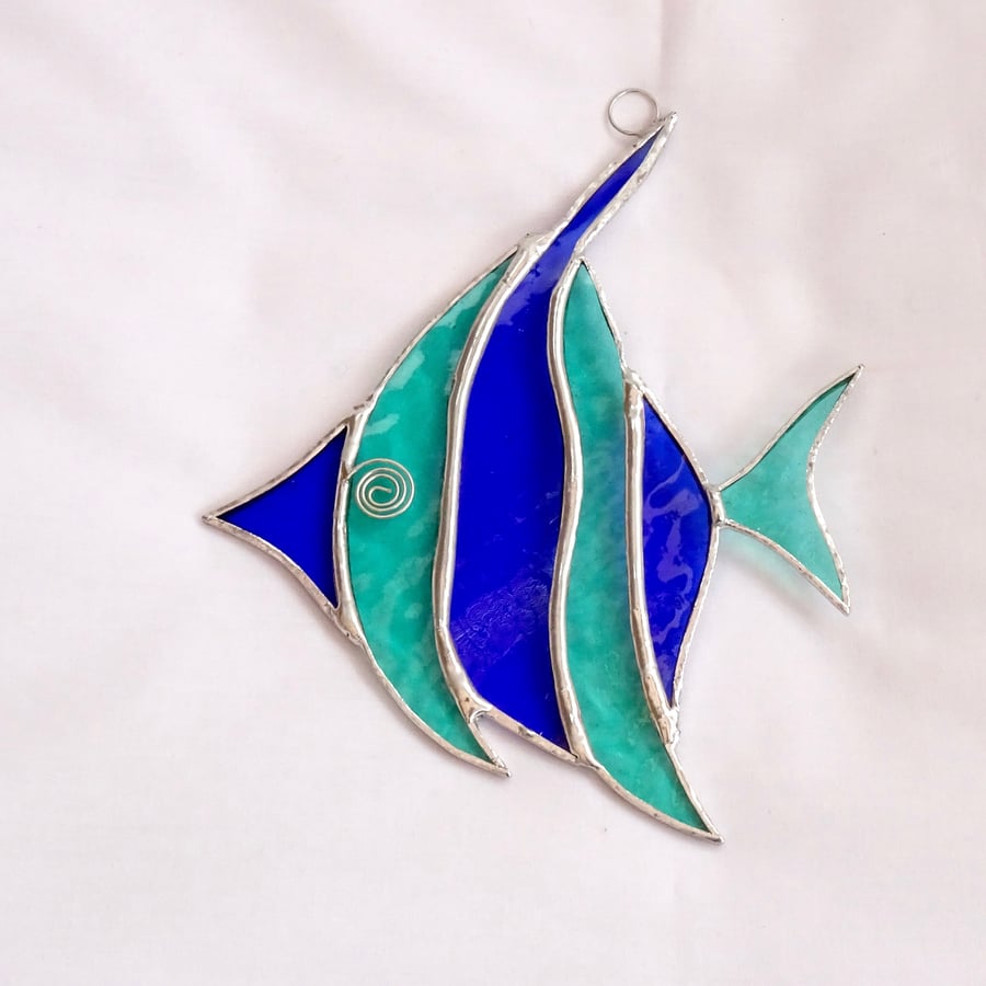 Stained Glass Angel Fish Suncatcher - Handmade Hanging Decoration