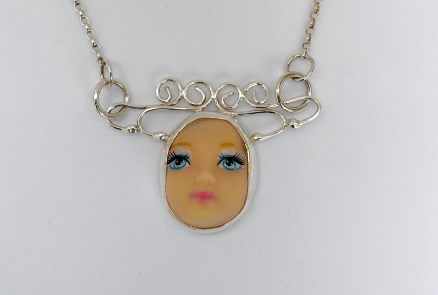 Sterling Silver Doll Face Pendant No. 14