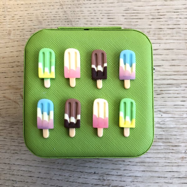Cute Summer Ice Lolly Lime Green Travel Jewelry Box for rings earrings pendants