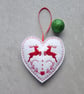 Christmas heart decoration, hanging decoration, reindeers, felt. - Image 6