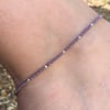Lilac seed bead & sterling silver anklet 