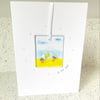 Fused glass seagulls keepsake card