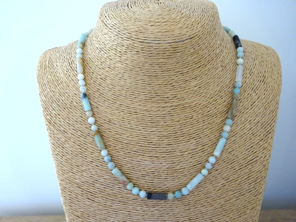 andean opal gemstone knotted necklace