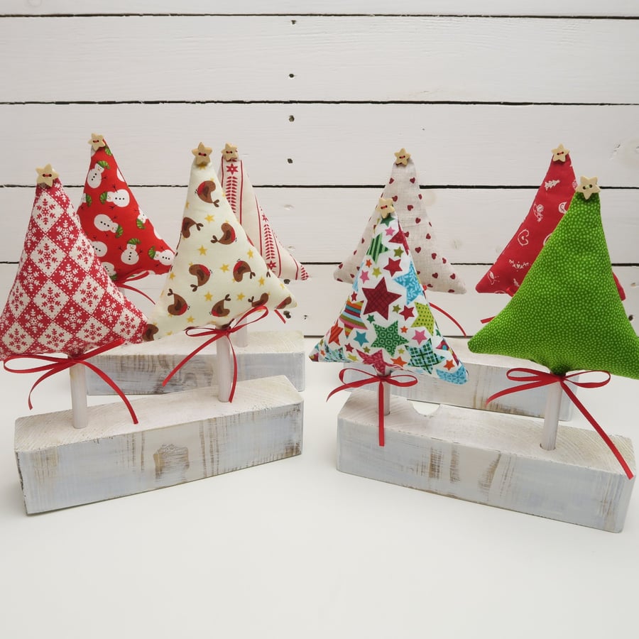 Rustic Christmas Tree Table Decorations (Double Trees)