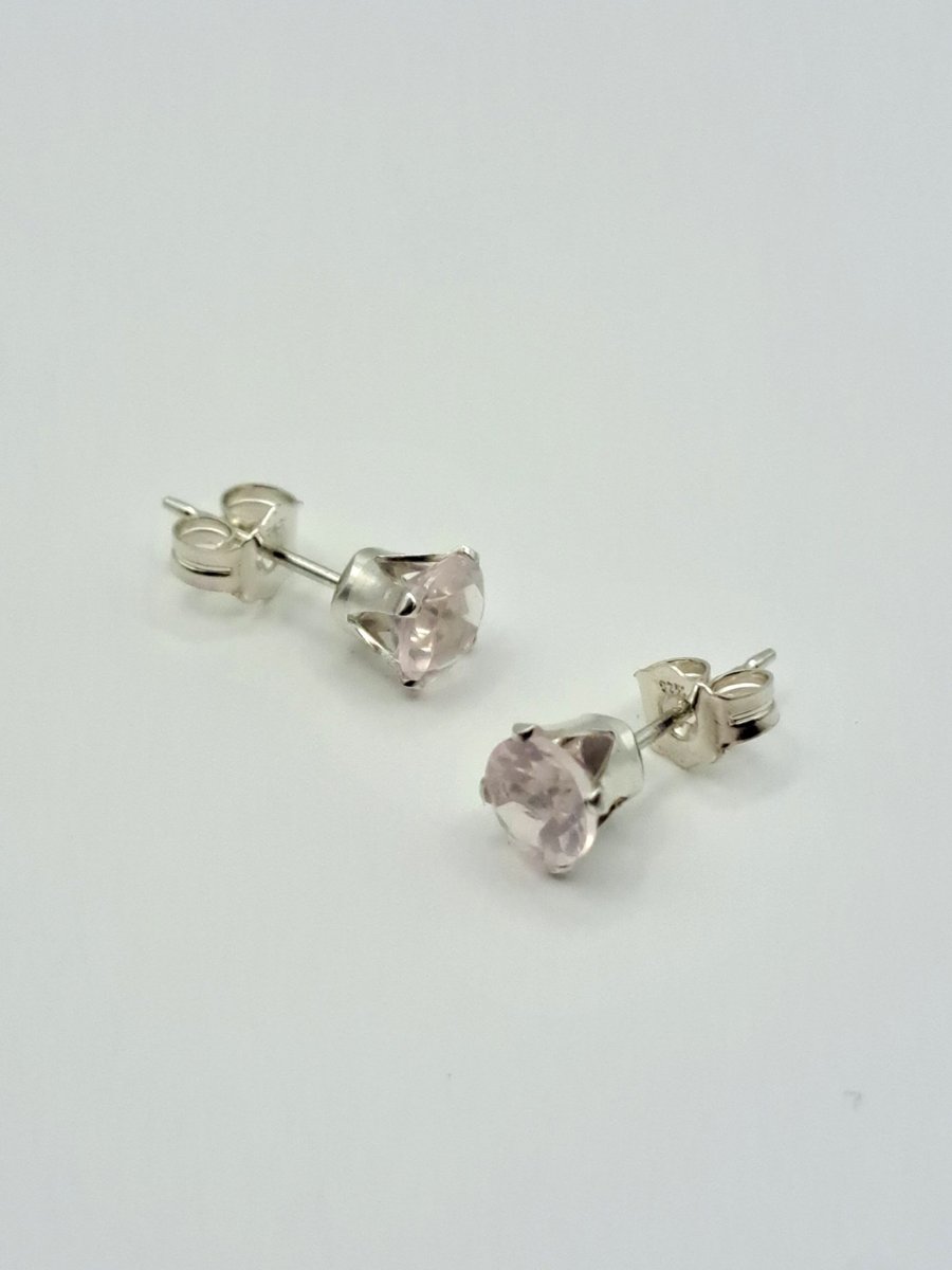 Image of Rose Quartz Sterling Silver 5mm Stud Earrings
