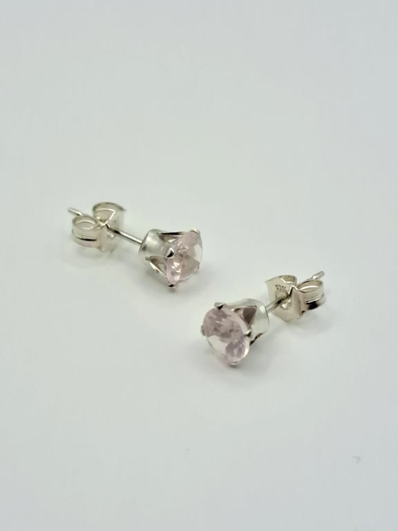 Rose Quartz Sterling Silver 5mm Stud Earrings