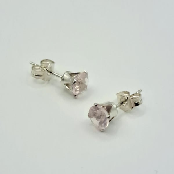 Rose Quartz Sterling Silver 5mm Stud Earrings
