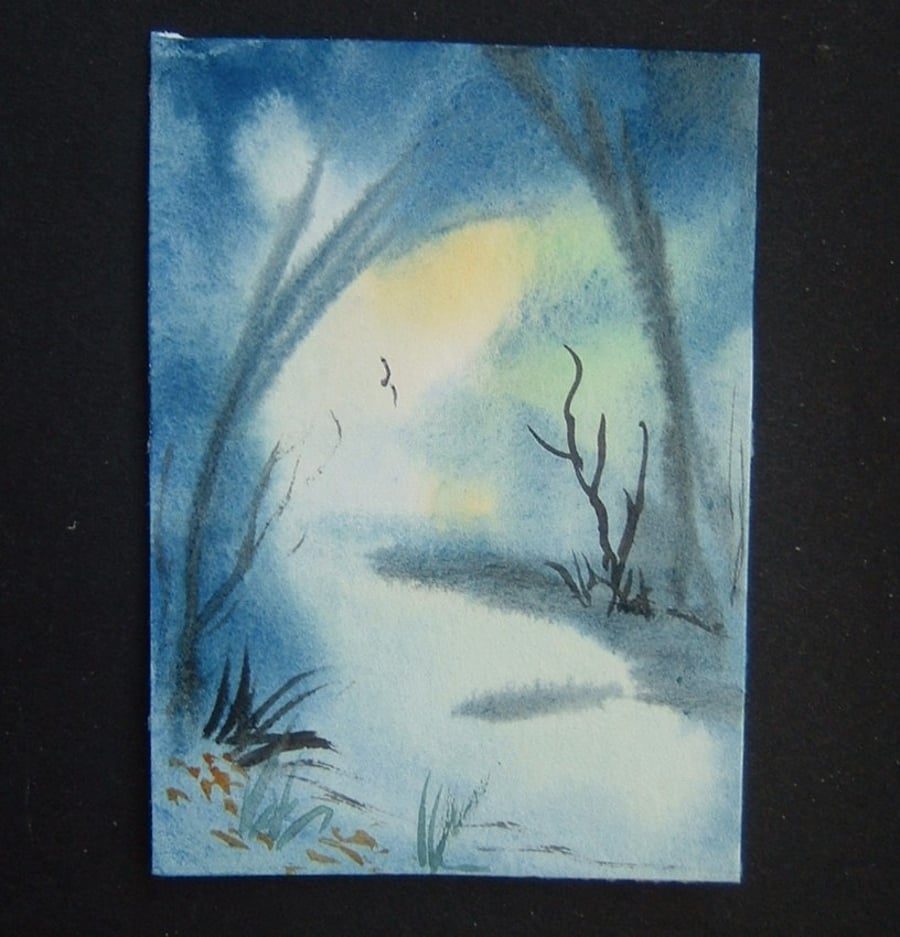 art painting landscape aceo watercolour ref 422