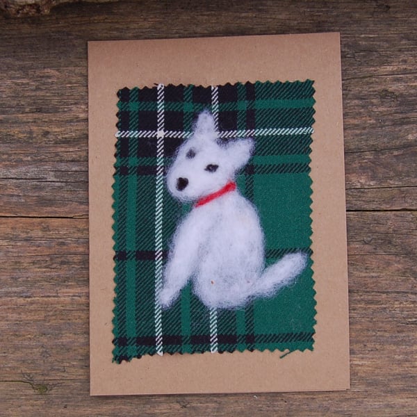 Westie needle felt wool Birthday card.  West Highland Terrier, Thank you card